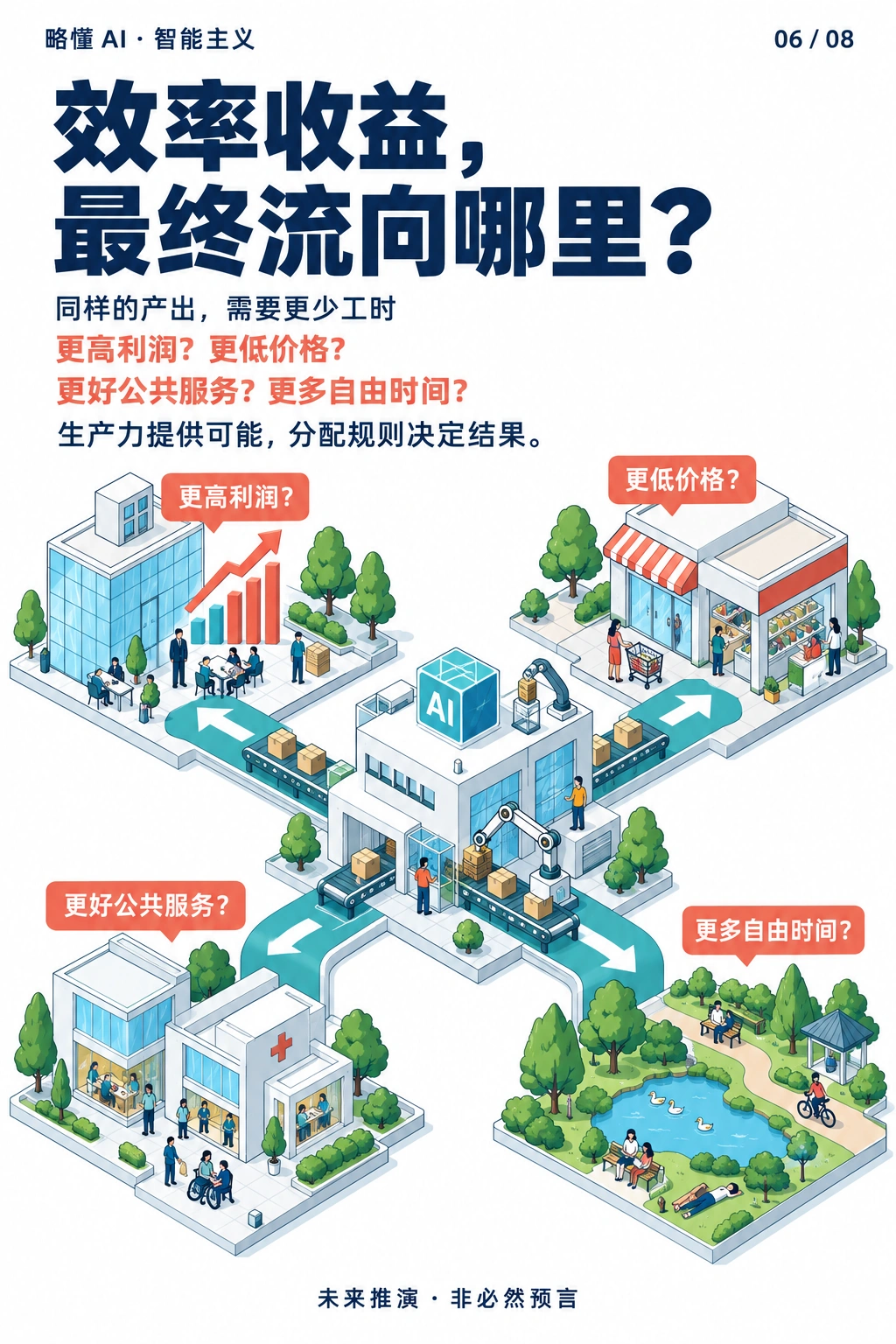 效率提升的收益流向不同用途,呈现分配选择。