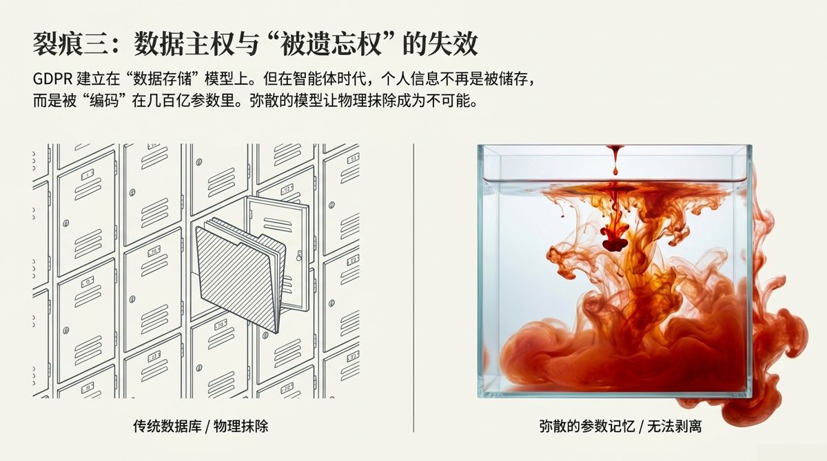 裂痕三：可抽取的档案柜 vs 已扩散入水的墨滴，被遗忘权失效