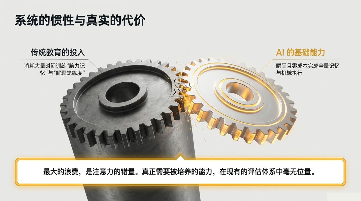 传统教育齿轮被AI齿轮崩断：训练记忆与解题的注意力错置