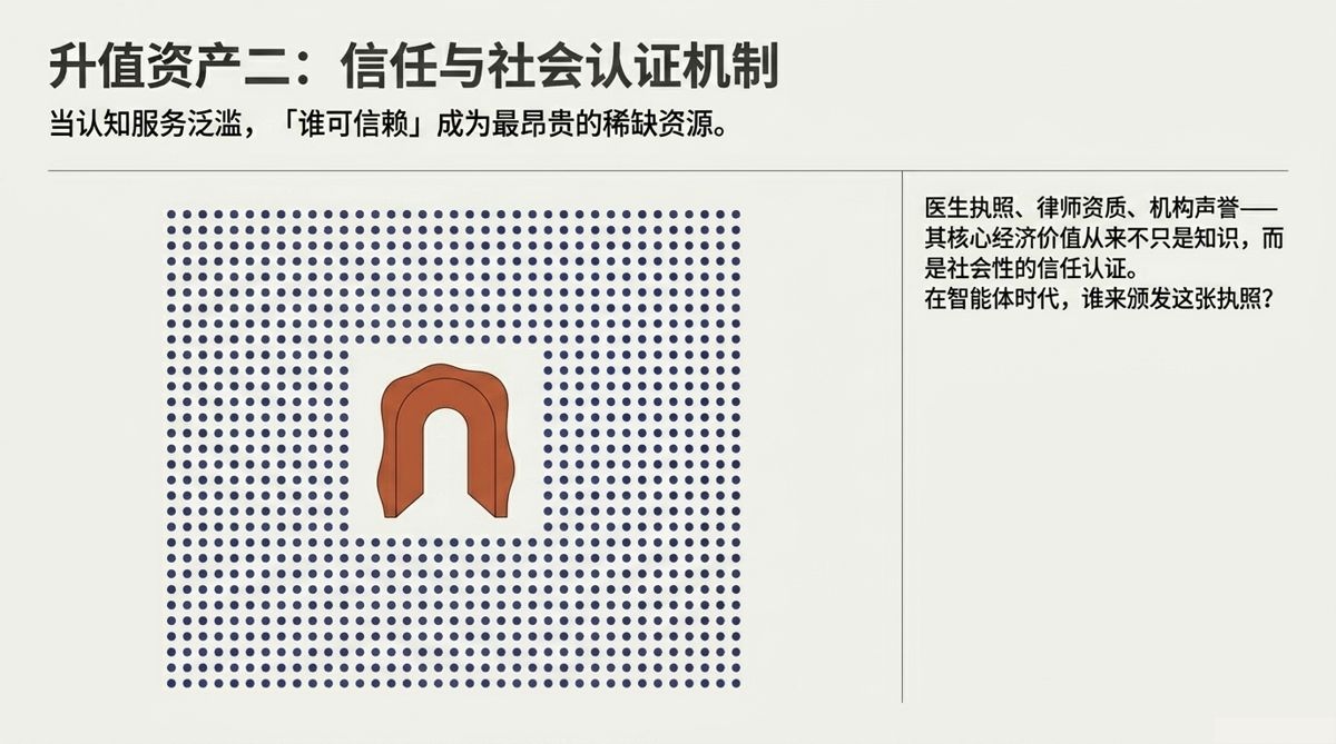 升值资产二：信任与社会认证——密集点阵中留白的执照印记