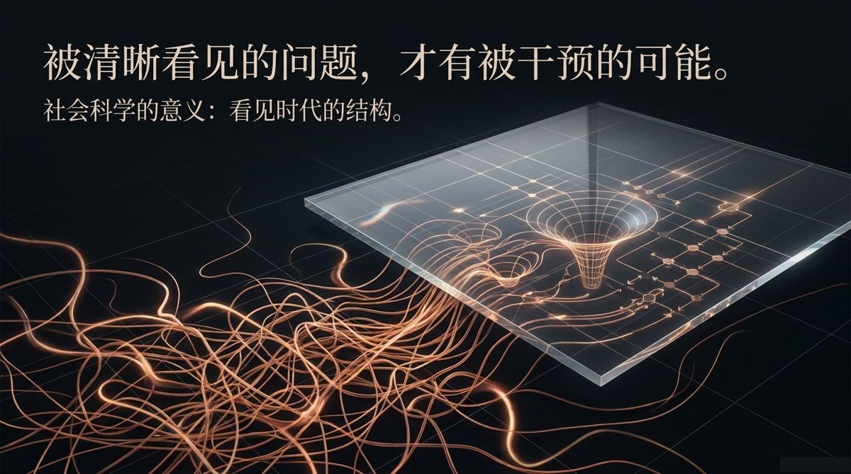 杂乱线束穿过透明棱板后显出结构：看见才有干预的可能