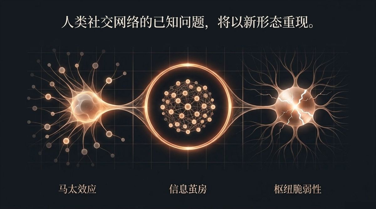 马太效应、信息茧房、枢纽脆弱性三种网络病在智能体网络重现