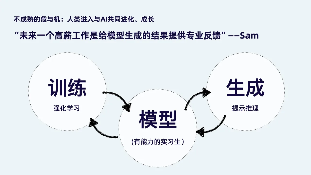 不成熟的危与机:人类进入与AI共同进化、成长——未来一个高薪工作是给模型生成的结果提供专业反馈